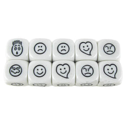 KOP18010 Smiley Face Dice White Dice Black Faces D6 16mm Pack of 2 (ONLINE ORDER ONLY)