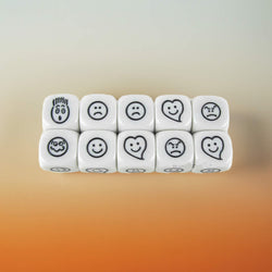 KOP18010 Smiley Face Dice White Dice Black Faces D6 16mm Pack of 2 (ONLINE ORDER ONLY)