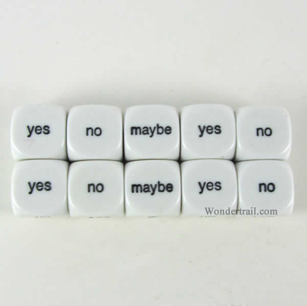 KOP18012 Decision Dice White Dice Black Decisions D6 16mm Pack of 10 (ONLINE ORDER ONLY)