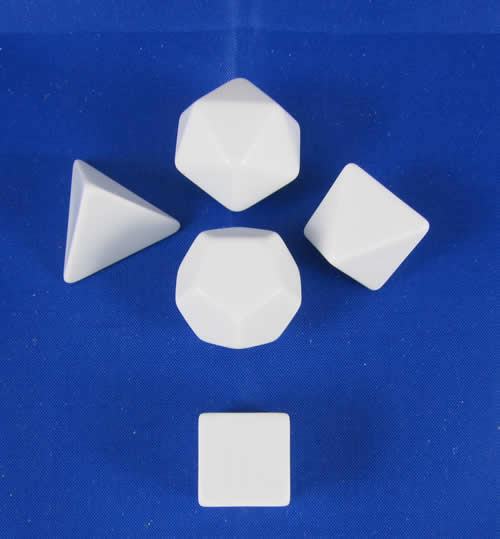 KOP18033 Platonic Blank Dice White Dice with No Pips D6 16mm Pack of 5 (ONLINE ORDER ONLY)