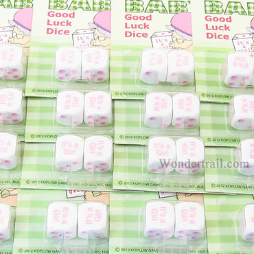 KOP18045 It is a Baby Girl Dice White Pink Pips D6 16mm Pack of 12 Sets (ONLINE ORDER ONLY)