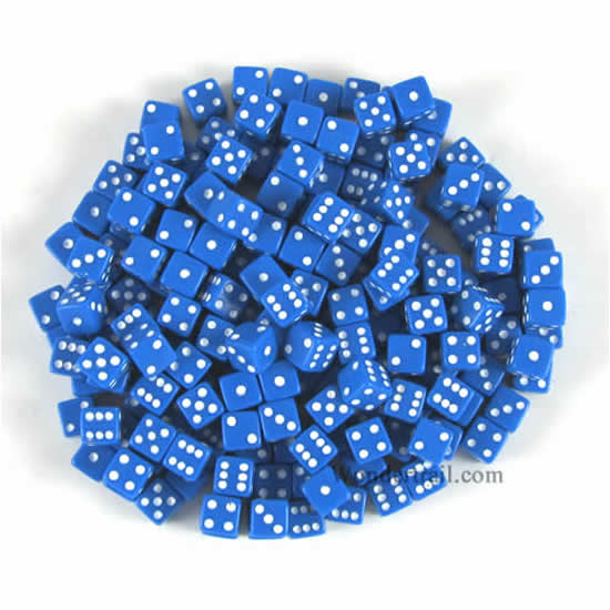 KOP18102 Blue Opaque D6 Dice White Pips 5mm Pack of 200 (ONLINE ORDER ONLY)