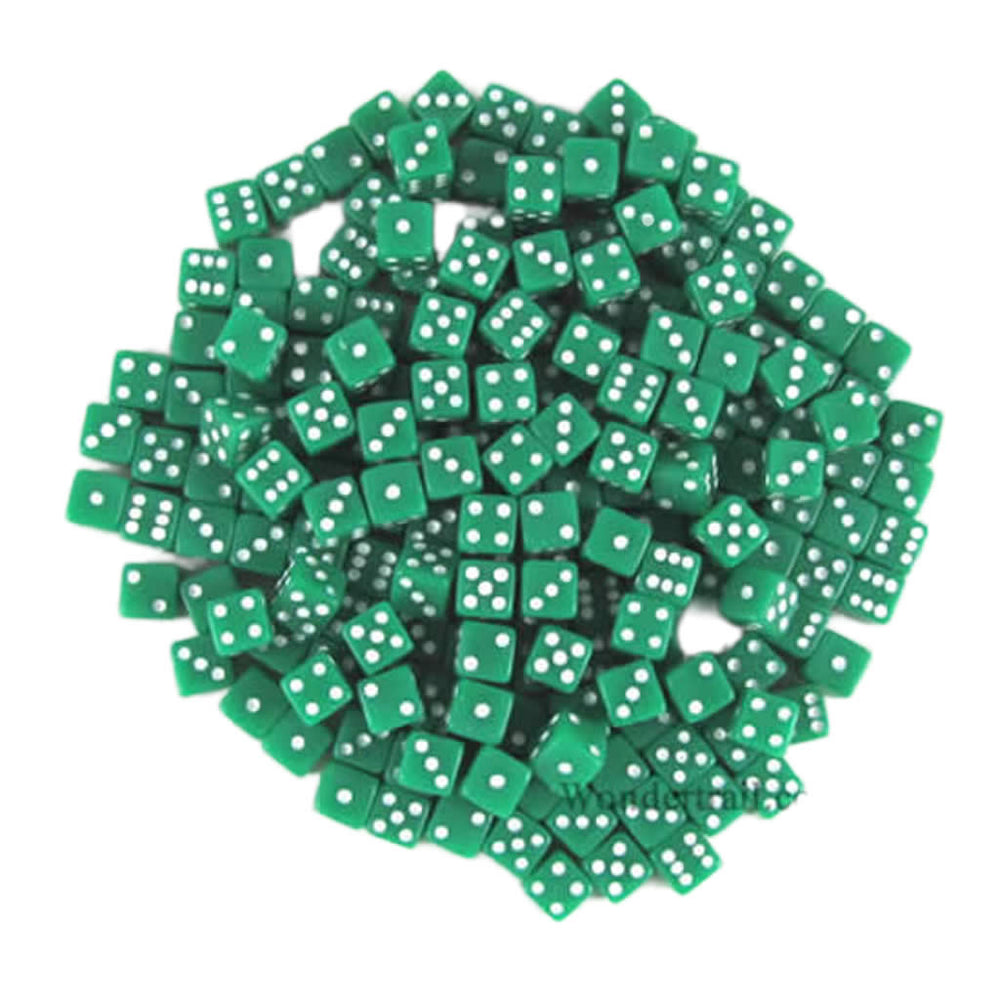 KOP18103 Green Opaque D6 Dice White Pips 5mm Pack of 200 (ONLINE ORDER ONLY)