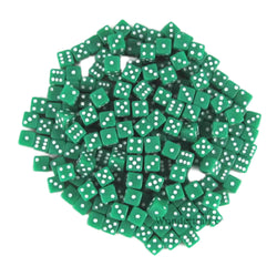 KOP18103 Green Opaque D6 Dice White Pips 5mm Pack of 200 (ONLINE ORDER ONLY)