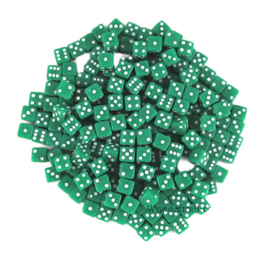 KOP18103 Green Opaque D6 Dice White Pips 5mm Pack of 200 (ONLINE ORDER ONLY)