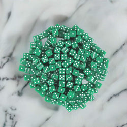 KOP18103 Green Opaque D6 Dice White Pips 5mm Pack of 200 (ONLINE ORDER ONLY)