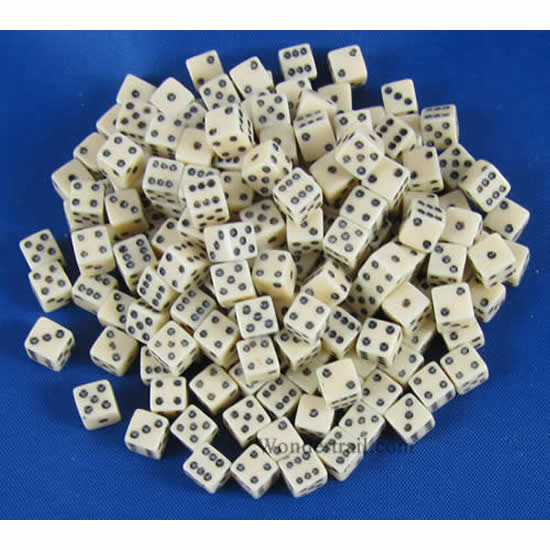KOP18104 Ivory Opaque D6 Dice Black Pips 5mm Pack of 200 (ONLINE ORDER ONLY)