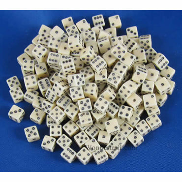 KOP18104 Ivory Opaque D6 Dice Black Pips 5mm Pack of 200 (ONLINE ORDER ONLY)