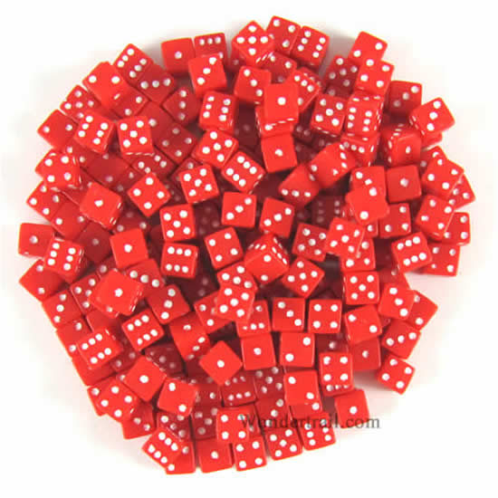 KOP18105 Red Opaque D6 Dice White Pips 5mm Pack of 200 (ONLINE ORDER ONLY)