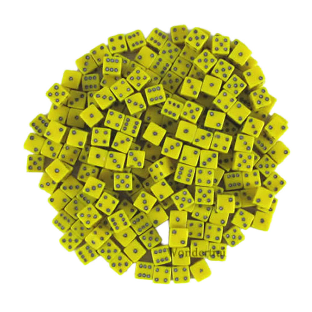KOP18106 Yellow Opaque D6 Dice Black Pips 5mm Pack of 200 (ONLINE ORDER ONLY)