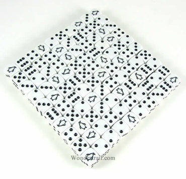KOP18151 Penquin Dice White with Black Pips D6 16mm Bulk Pack of 100 (ONLINE ORDER ONLY)