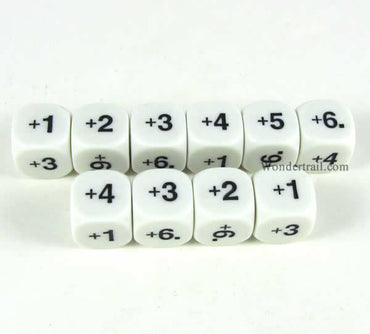 KOP18201 Addition Dice White Dice Black Numbers D6 16mm Pack of 10 (ONLINE ORDER ONLY)