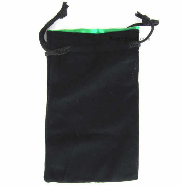 KOP18275 Black Velvet with Green Lining 5in x 8in Large Dice Bag Koplow Games (ONLINE ORDER ONLY)