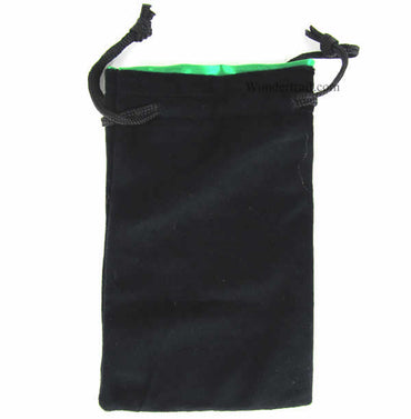 KOP18275 Black Velvet with Green Lining 5in x 8in Large Dice Bag Koplow Games (ONLINE ORDER ONLY)