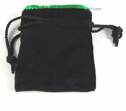 KOP18276 Black Velvet with Green Lining 4in x 3.5in Small Dice Bag Koplow Games (ONLINE ORDER ONLY)