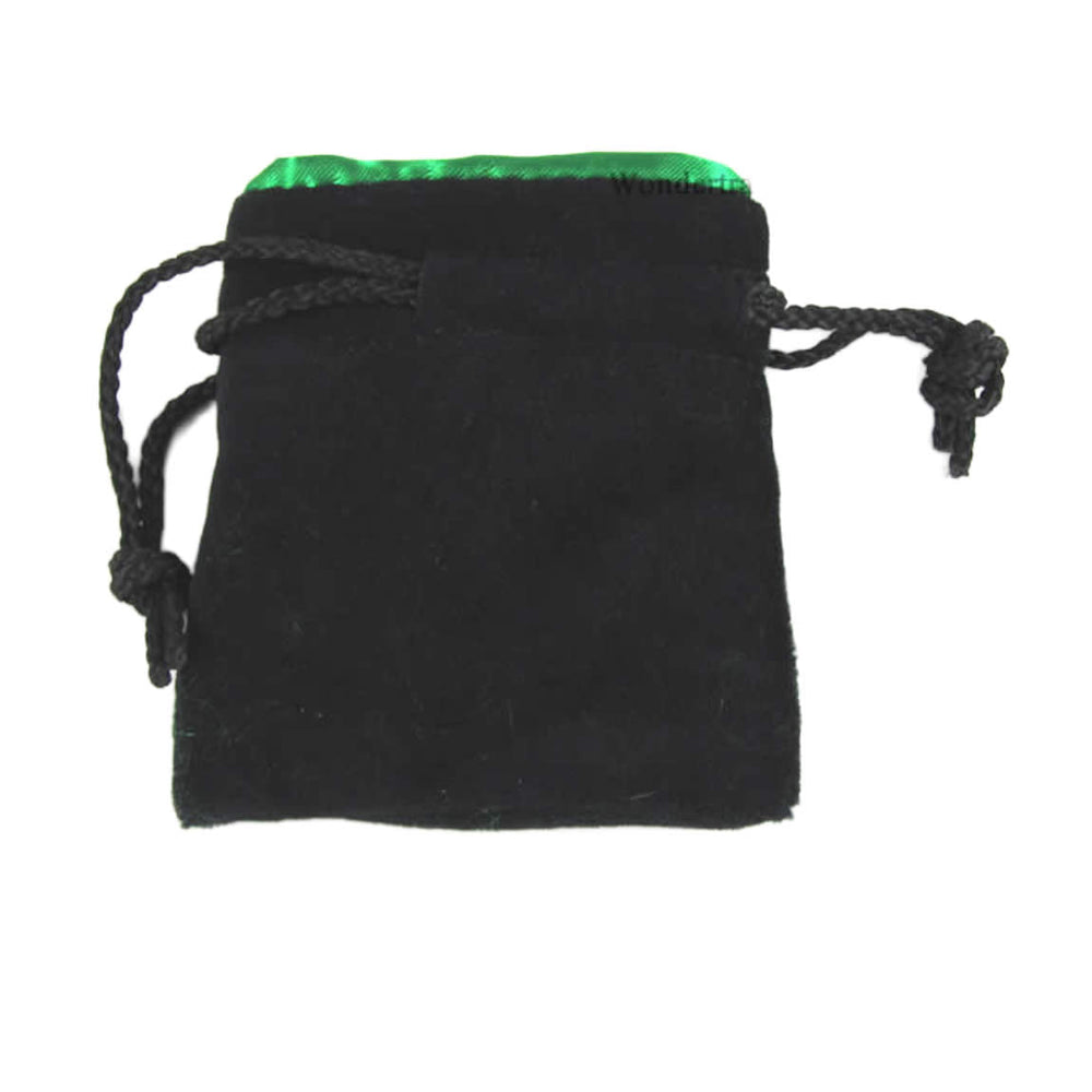 KOP18276 Black Velvet with Green Lining 4in x 3.5in Small Dice Bag Koplow Games (ONLINE ORDER ONLY)