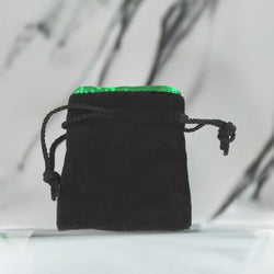 KOP18276 Black Velvet with Green Lining 4in x 3.5in Small Dice Bag Koplow Games (ONLINE ORDER ONLY)