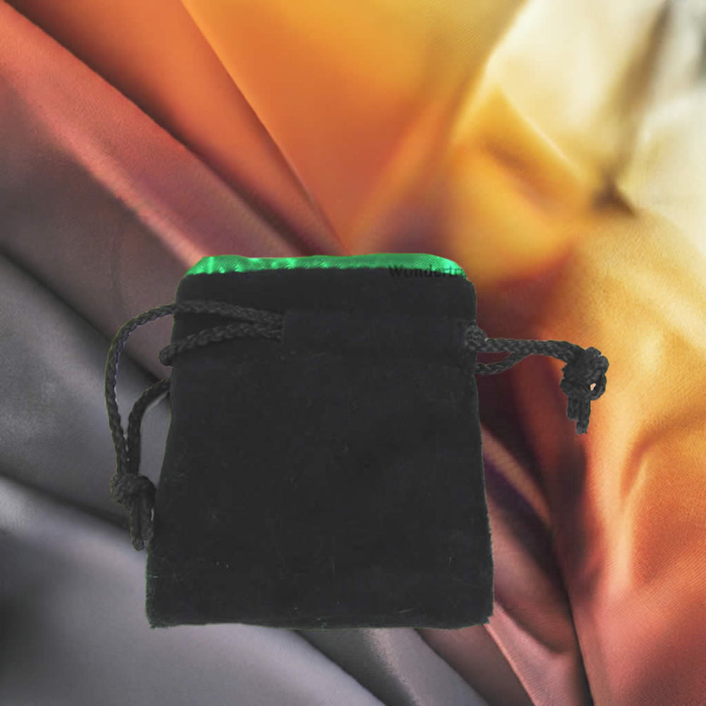 KOP18276 Black Velvet with Green Lining 4in x 3.5in Small Dice Bag Koplow Games (ONLINE ORDER ONLY)