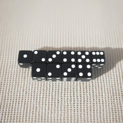 KOP18315 Black Opaque Dice with White Pips D6 16mm (5/8) Set of 10 (ONLINE ORDER ONLY)