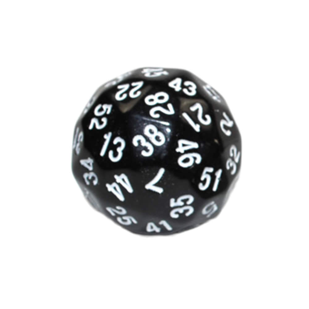 KOP18499 Black Opaque Dice with White Numbers D60 35mm (1.37in) Pack of 1 (ONLINE ORDER ONLY)