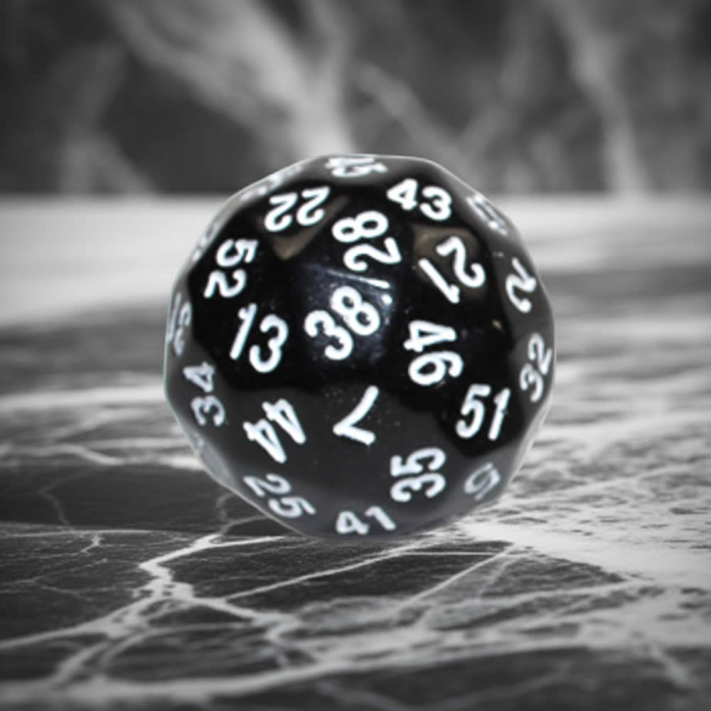 KOP18499 Black Opaque Dice with White Numbers D60 35mm (1.37in) Pack of 1 (ONLINE ORDER ONLY)