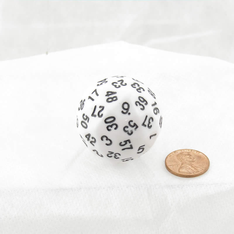 KOP18503 White Opaque Die with Black Numbers D60 35mm (1.37in) Pack of 1 (ONLINE ORDER ONLY)