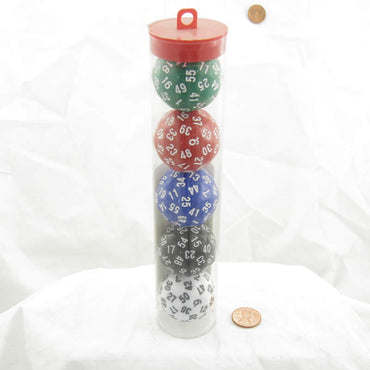 KOP18520 D60 5 Assorted Colors With Numbers 35mm (1.37in) Set of 5 Dice Koplow Games (ONLINE ORDER ONLY)