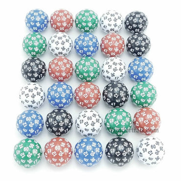 KOP18521 D60 5 Different Colors With Numbers 35mm (1.37in) Set of 30 Dice (ONLINE ORDER ONLY)