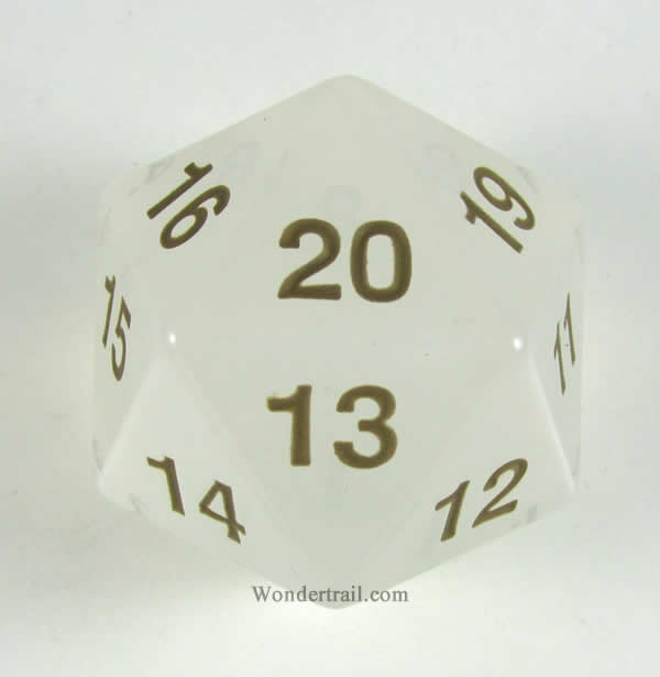 KOP18671 Pearl Countdown Die with Gold Numbers D20 55mm (2.17in) Pack of 1 Die Koplow Games (ONLINE ORDER ONLY)