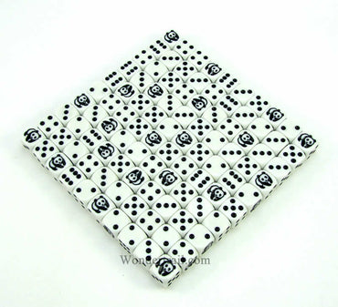 KOP18719 Panda Dice White Opaque Black Pips D6 16mm Bulk Pack of 100 (ONLINE ORDER ONLY)