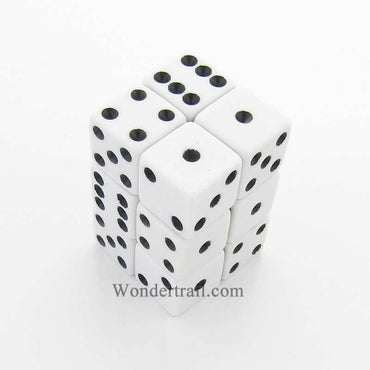 KOP18756 White Pastel Dice with Black Pips D6 16mm (5/8in) Pack of 12 Koplow Games (ONLINE ORDER ONLY)