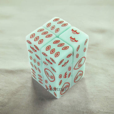 KOP18766 Green Alien Glow in the Dark Dice with Red Aliens D6 16mm (5/8in) Pack of 12 Dice (ONLINE ORDER ONLY)