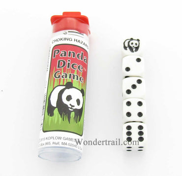 KOP18774 Panda Dice Game White Opaque Dice with Black Pips D6 16mm (ONLINE ORDER ONLY)