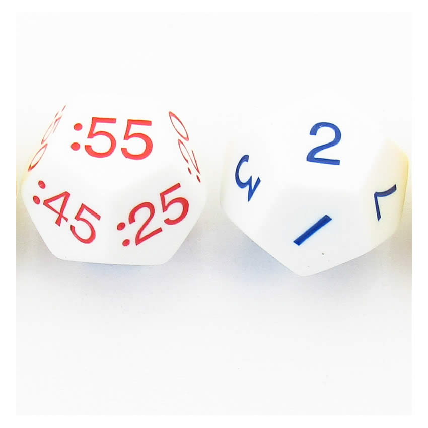 KOP18844 Time Dice Nighttime with Hours and Minuets Numbers 29mm Pack of 2 (ONLINE ORDER ONLY)