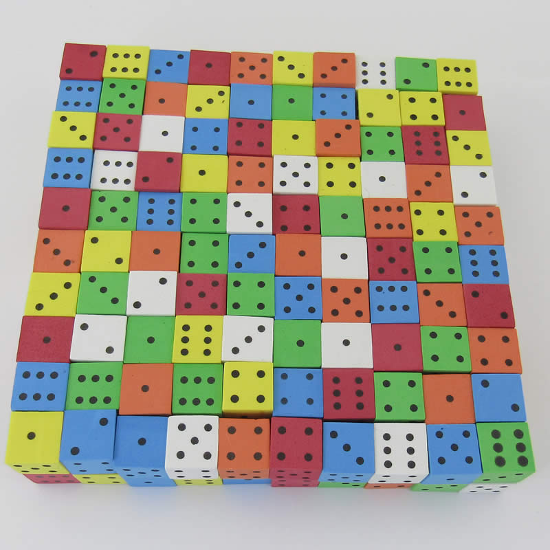 KOP18920 Assorted Foam Dice with Dots D6 16mm (5/8in) Pack Of 200 (ONLINE ORDER ONLY)