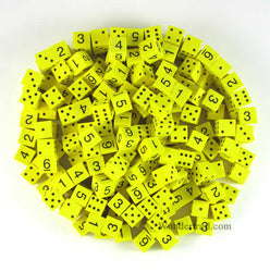 KOP18924 Yellow Math Foam Dice Spots and Numbers D6 16mm (5/8in) Pack of 200 (ONLINE ORDER ONLY)