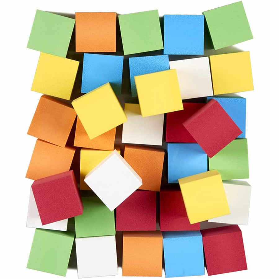 KOP18932 Assorted Opaque Foam Dice Blank D6 50mm Bulk Pack of 36 (ONLINE ORDER ONLY)