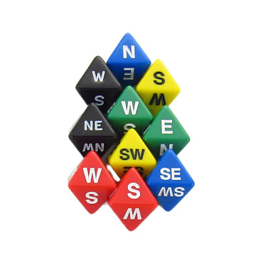 KOP19032 Assorted Compass Dice D8 15mm (19/32in) Pack of 10 (ONLINE ORDER ONLY)