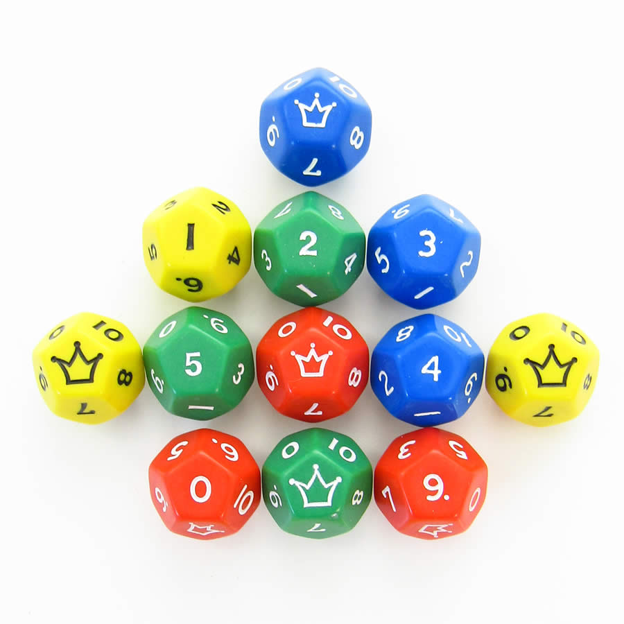 KOP19033 Assorted Jester Dice D12 18mm (23/32in) Pack of 12 (ONLINE ORDER ONLY)