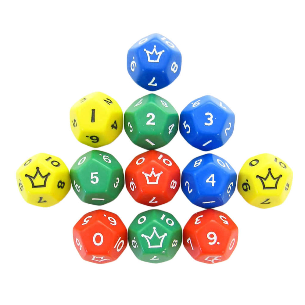 KOP19033 Assorted Jester Dice D12 18mm (23/32in) Pack of 12 (ONLINE ORDER ONLY)