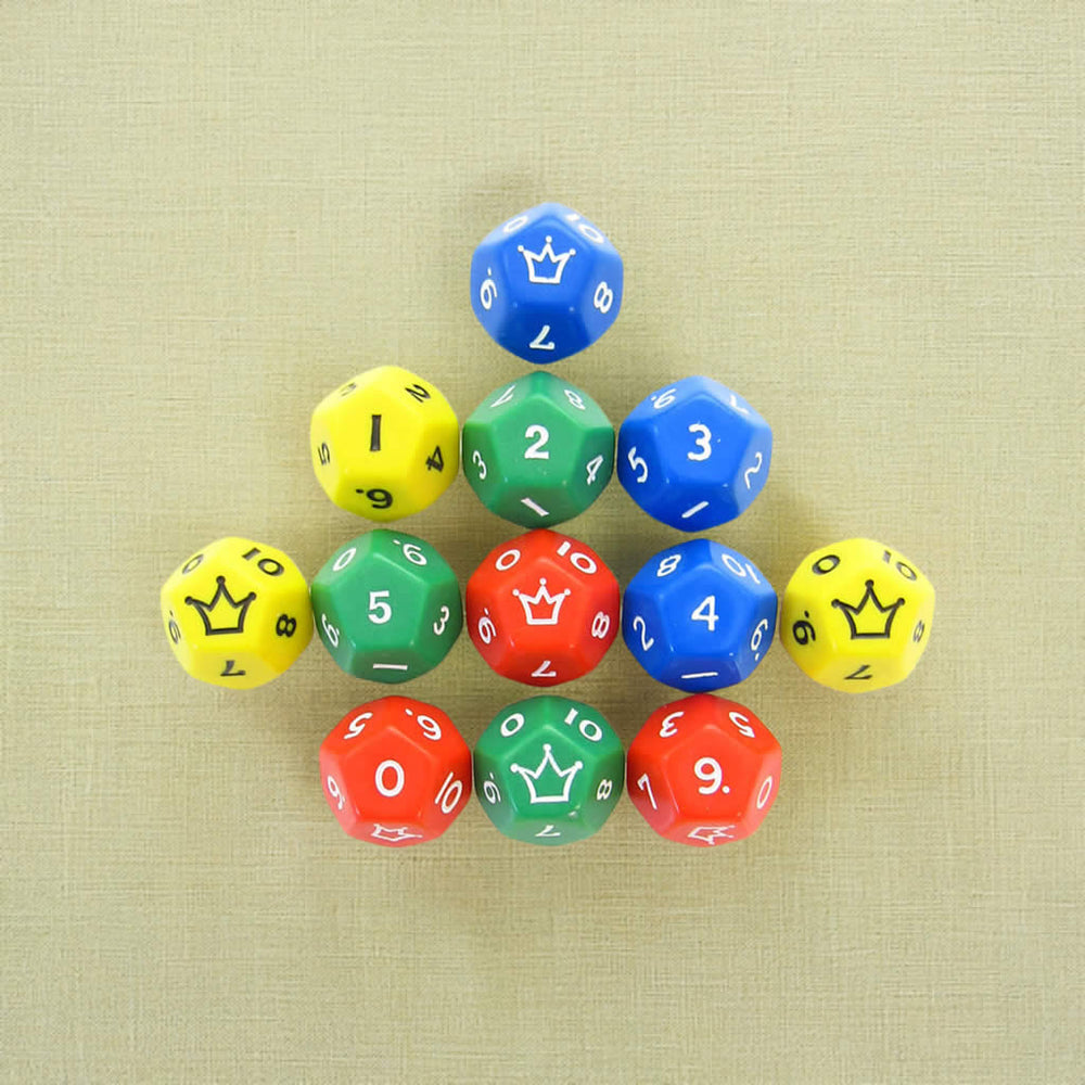 KOP19033 Assorted Jester Dice D12 18mm (23/32in) Pack of 12 (ONLINE ORDER ONLY)
