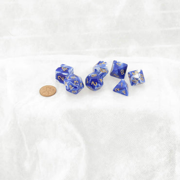 KOP19646 Wedgewood Layered Dice with Gold Colored Numbers 16mm (5/8in) Set of 7 (ONLINE ORDER ONLY)