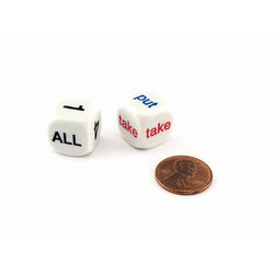 KOP19783 Put and Take Dice Game D6 16mm (5/8in) Pack of 2 Dice Koplow Games (ONLINE ORDER ONLY)