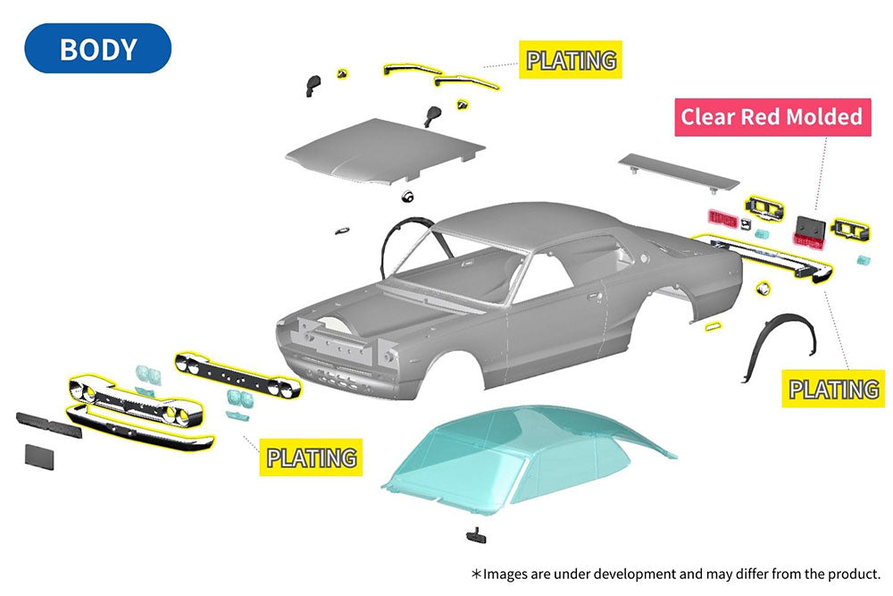 KPGC10 SKYLINE HT 2000GT-R 1971 White Model Kit (ONLINE ORDER ONLY)