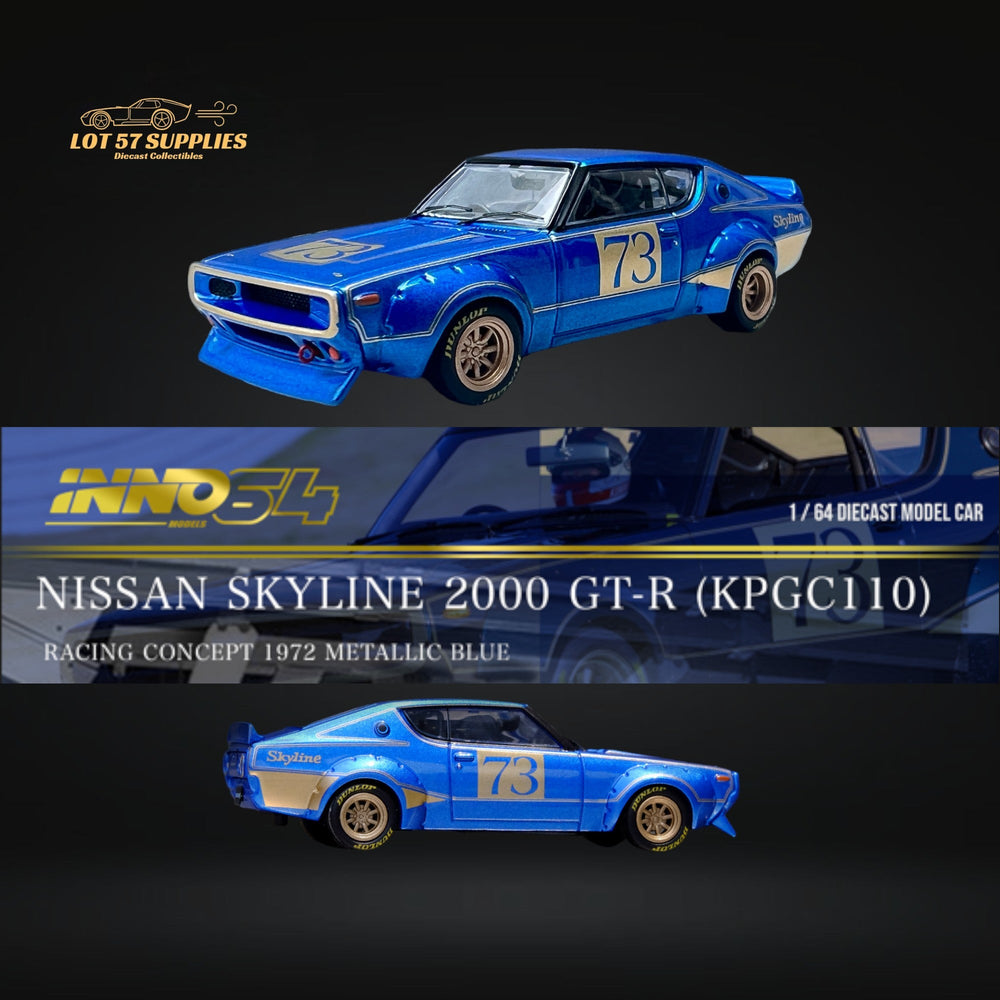 Inno64 Nissan Skyline 2000 GT-R (KPGC10) in Racing Concept Blue 1:64 IN64-KPGC110RC-BLU (ONLINE ORDER ONLY)