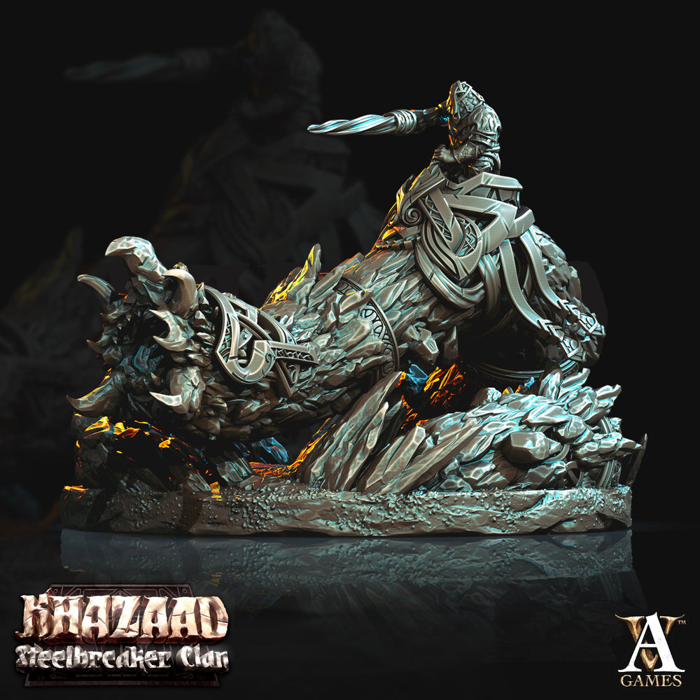 3D Printed Archvillain Games Khazaad Steelbreaker Clan - Stone Worm with Rider 28mm 32mm D&D (Online Only)