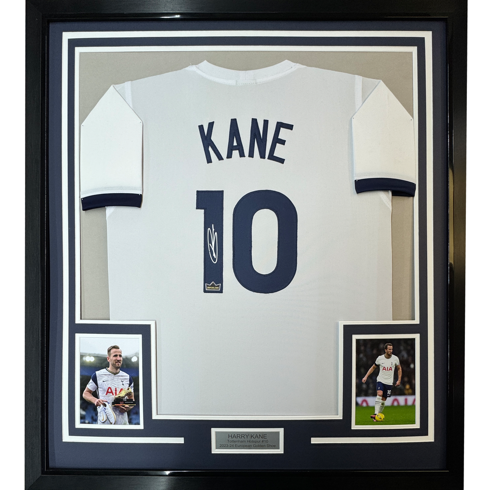 Framed Facsimile Autographed Harry Kane 35x39 Tottenham Hotspur FC White Reprint Laser Auto Soccer Jersey (ONLINE ORDER ONLY)