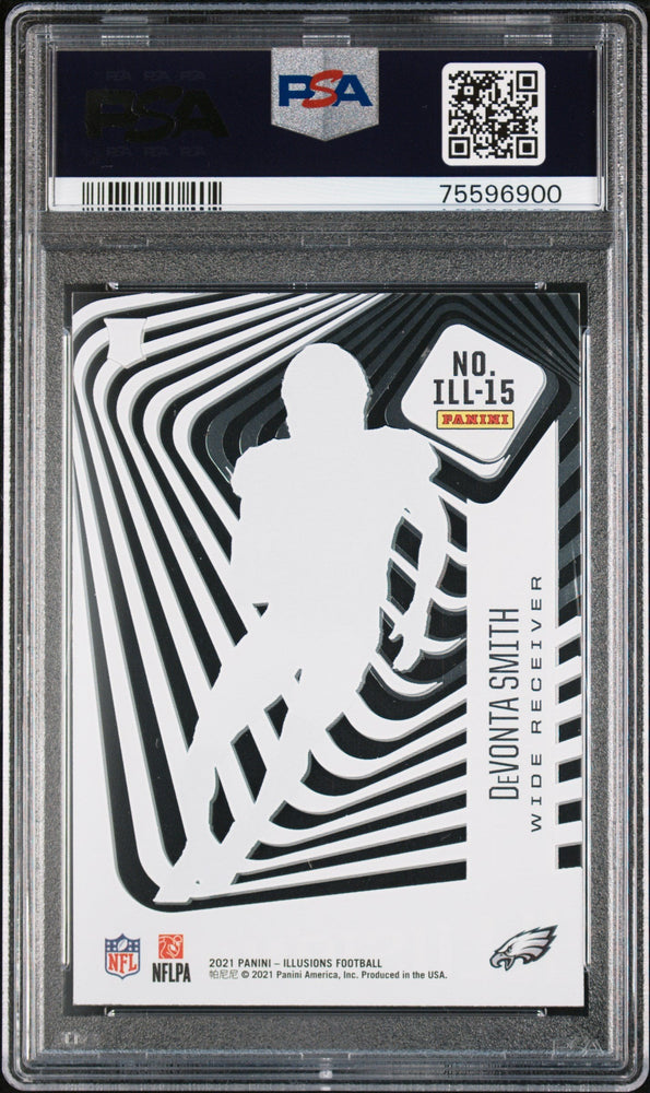 Graded 2021 Panini Illusions DeVonta Smith #ILL15 Illusionists Rookie RC Football Card PSA 10 Gem Mint (ONLINE ORDER ONLY)