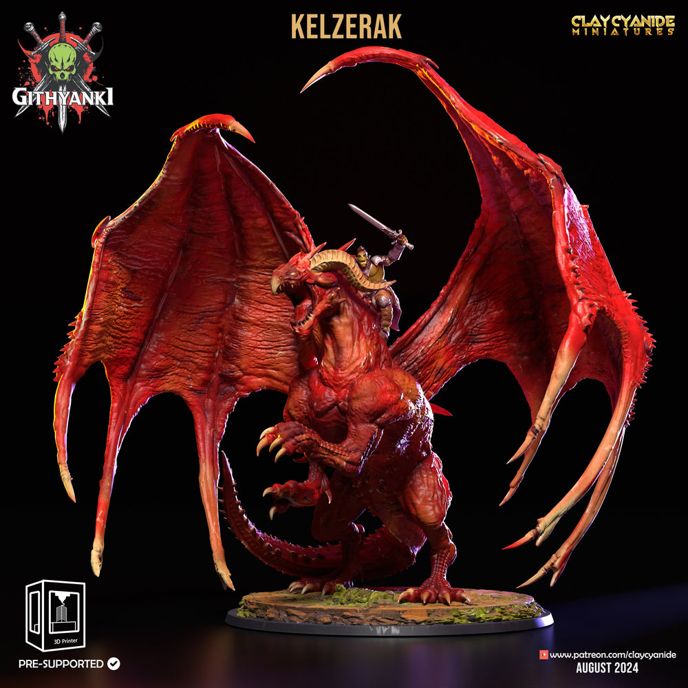 3D Printed Clay Cyanide Dragon Rider Kelzerak Githyanki Faction 28 32 mm D&D (Online Only)