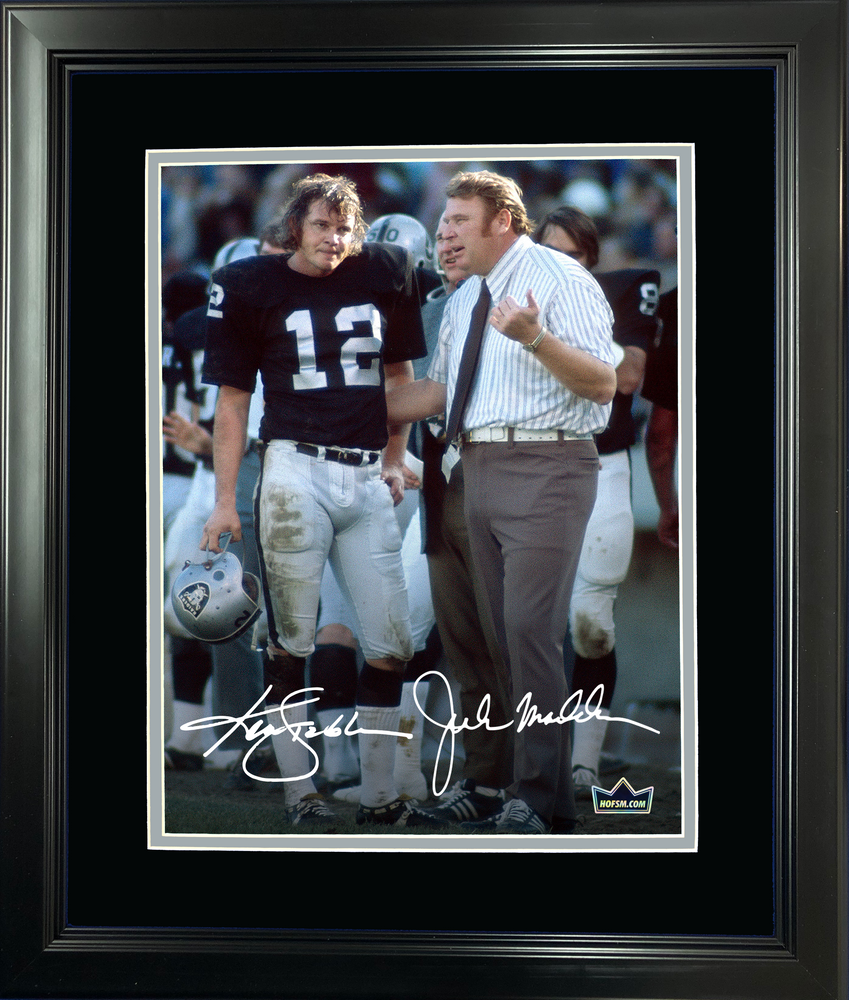 Framed John Madden & Ken Stabler Oakland Las Vegas Raiders Facsimile Laser Engraved Signature Auto 11"x14" Football Photo HOFSM Holo (ONLINE ORDER ONLY)